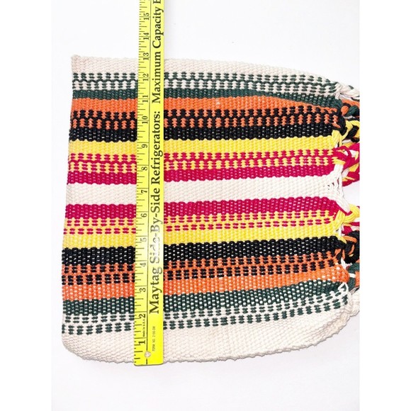Handwoven Cotton Bag Multi Colored Striped Hobo Tote - Picture 5 of 6
